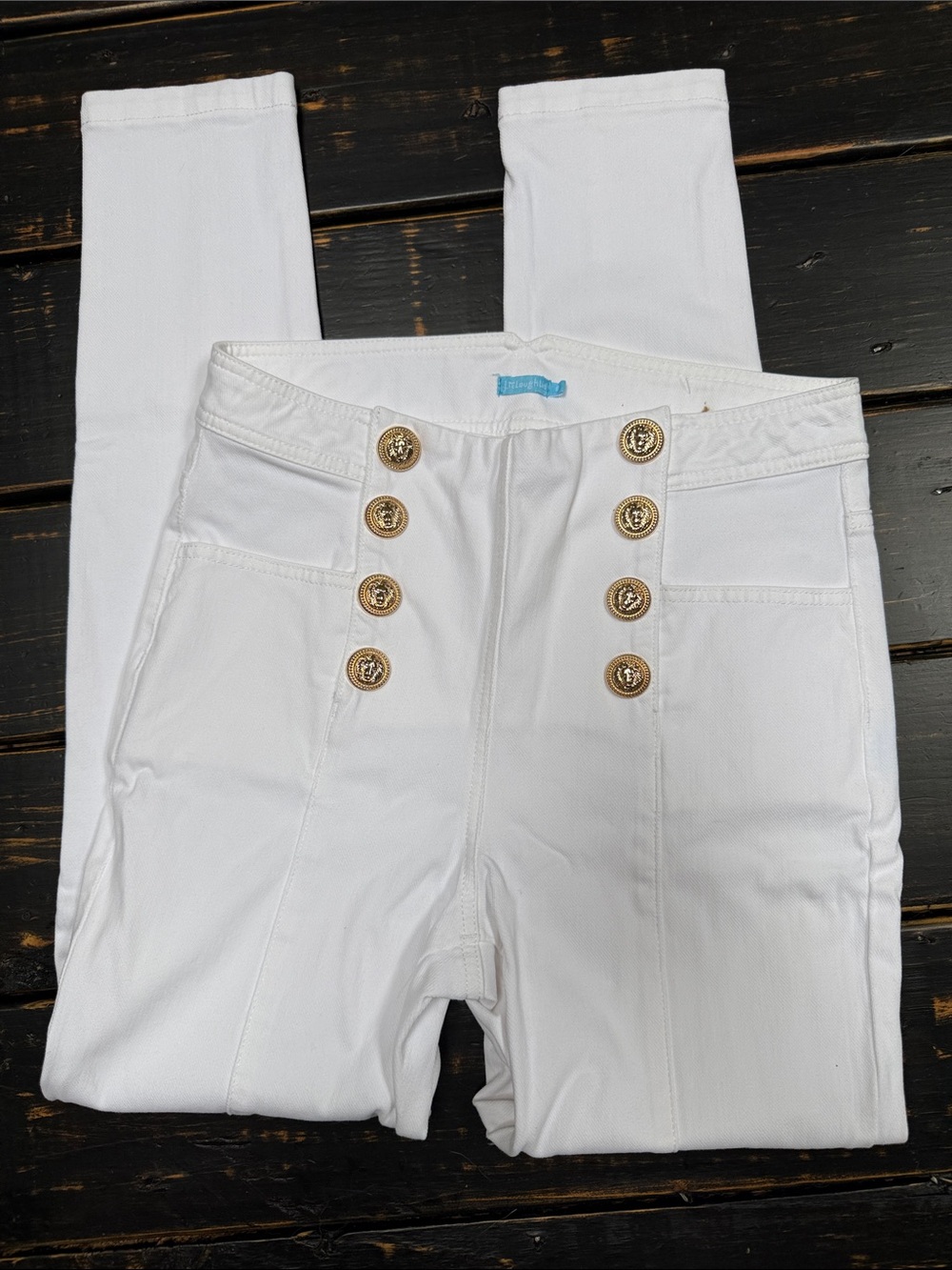 J. McLaughlin White Sailor-Style Button Leggings